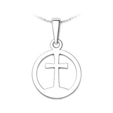 Stříbrný přívěsek kříž v kruhu