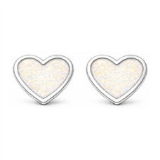 Stříbrné náušnice srdce bílá perleť
