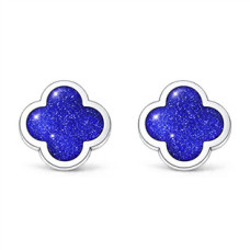 Stříbrné náušnice modrý čtyřlístek