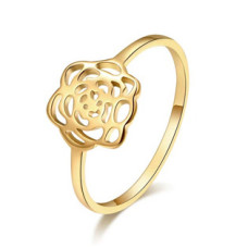 Zlacený ocelový prsten růžička, vel. 50