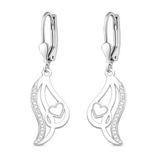 Stříbrné náušnice linie se srdíčky