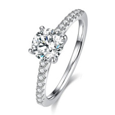 Stříbrný zásnubní prsten MOISSANIT, vel. 52