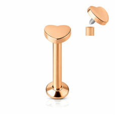 Zlacený piercing do brady - labreta srdíčko