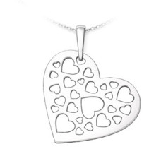 Stříbrný přívěsek srdce se srdíčky