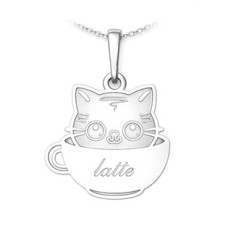 Stříbrný přívěsek kočka v hrnku