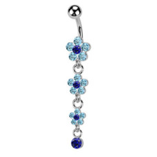 Visací piercing do pupíku - kytičky
