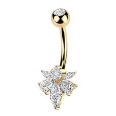 Zlacený piercing do pupíku včelka