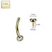 Zlatý piercing do obočí 1,2 x 8 mm, Au 585/1000