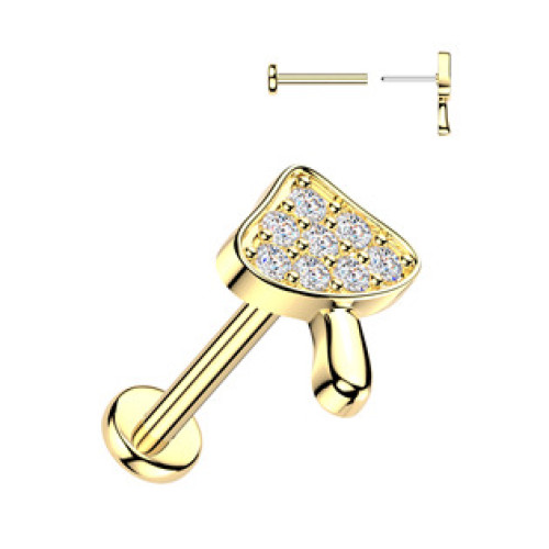PUSH-IN zlacený piercing do ucha nebo brady - houbička PUSH-IN zlacený piercing do ucha nebo brady - houbička