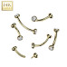 Zlatý piercing do obočí 1,2 x 8 mm, Au 585/1000
