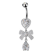 Visací piercing do pupíku mašlička