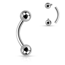 Piercing do obočí Titan, 1,2 x 8 mm, kuličky 5 mm