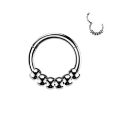 Ocelový piercing - segment kruh s kuličkami