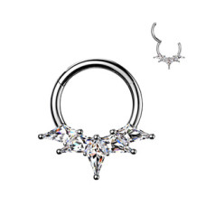 Piercing segment kruh TITAN s čirými zirkony