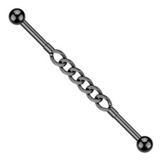 Černý industrial piercing řetěz