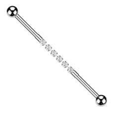 Zlacený idustrial piercing s kamínky