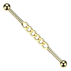 Zlacený industrial piercing řetěz