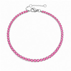 Ocelový štrasový tenisový náramek PINK