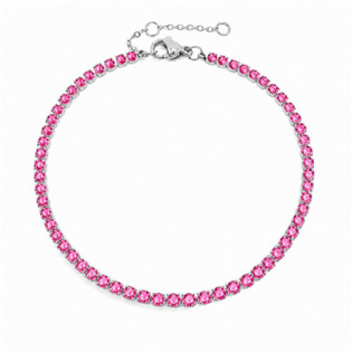 Ocelový štrasový tenisový náramek PINK Ocelový štrasový tenisový náramek PINK