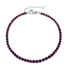 Ocelový štrasový tenisový náramek AMETHYST