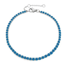 Ocelový štrasový tenisový náramek AQUAMARINE