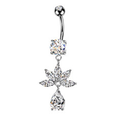 Visací piercing do pupíku