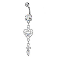 Visací piercing do pupíku srdíčko