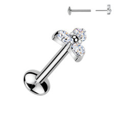 Piercing do brady kytička - PUSH IN labreta TITAN s Moissanity 0.03ct