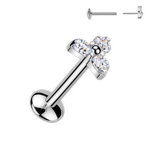 Piercing do brady kytička - PUSH IN labreta TITAN s Moissanity 0.03ct Piercing do brady kytička - PUSH IN labreta TITAN s Moissanity 0.03ct