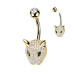Zlacený piercing do pupíku leopard