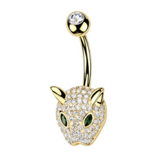 Zlacený piercing do pupíku leopard