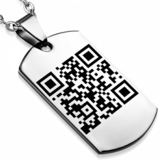 Ocelový přívěsek - destička s laserovou rytinou QR kódu