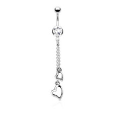Piercing do pupíku - čirý zirkon