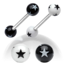 Piercing do jazyku s hvězdami, barva černá