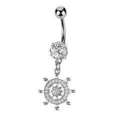 Visací piercing do pupíku kormidlo
