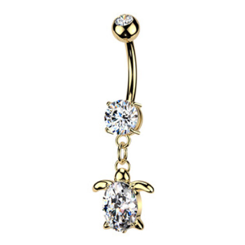 Zlacený piercing do pupíku želvička Zlacený piercing do pupíku želvička