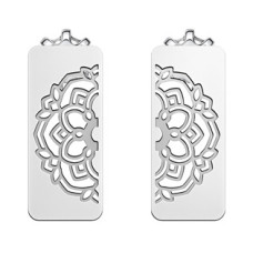 Stříbrné náušnice mandala v obdélníku