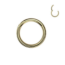 Zlacený ocelový piercing - segment kruh