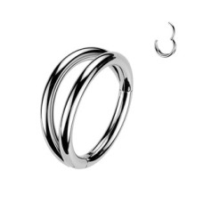 Dvojitý ocelový segment kruh - helix / cartilage / tragus piercing