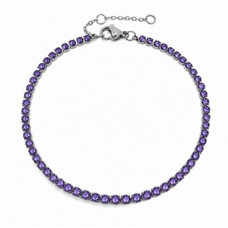 Ocelový štrasový tenisový náramek AMETHYST