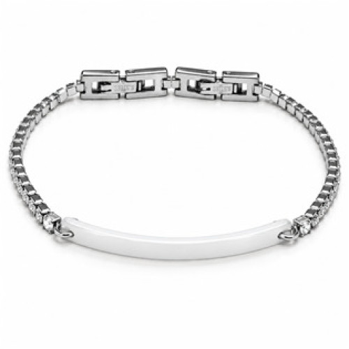 Ocelový náramek s keramikou a zirkony Ocelový náramek s keramikou a zirkony