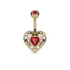Piercing do pupíku srdce se zirkonem