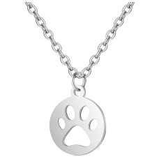 Ocelový náhrdelník kolečko s tlapkou