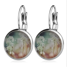 Ocelové náušnice bílé kvítí