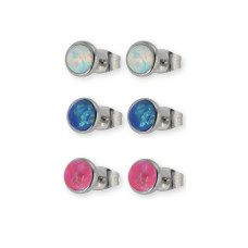 Ocelové náušnice s opály ESS468