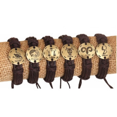 Tmavě hnědý kožený náramek znamení zvěrokruhu