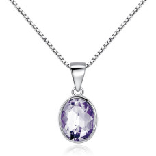 Stříbrný náhrdelník s lila levandulovým kamenem