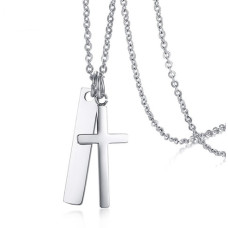 Náhrdelník chirurgická ocel destička a křížek