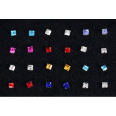 Stříbrný piercing do nosu hranatý zirkon