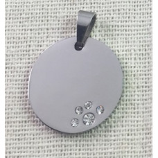 Přívěsek kulatý z chirurgické oceli se zirkony